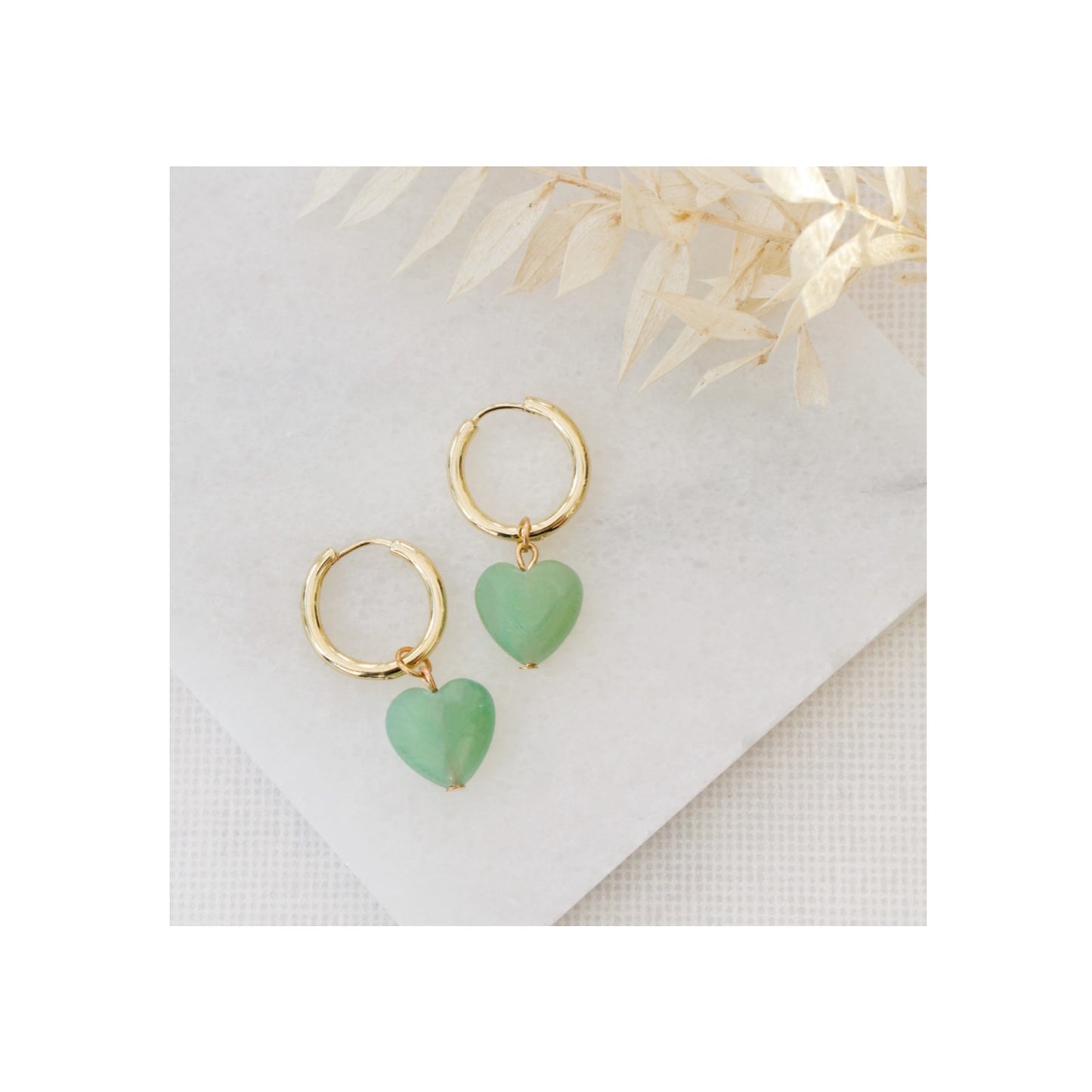 Aventurine Heart Earrings