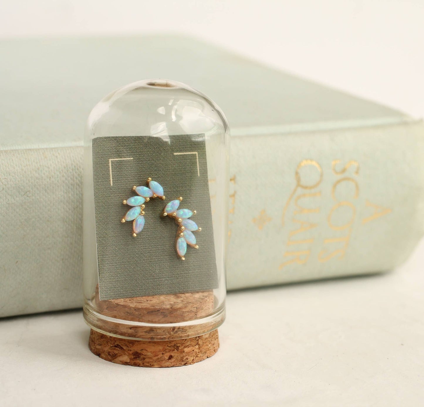 Gold Opal Wing Stud Earrings