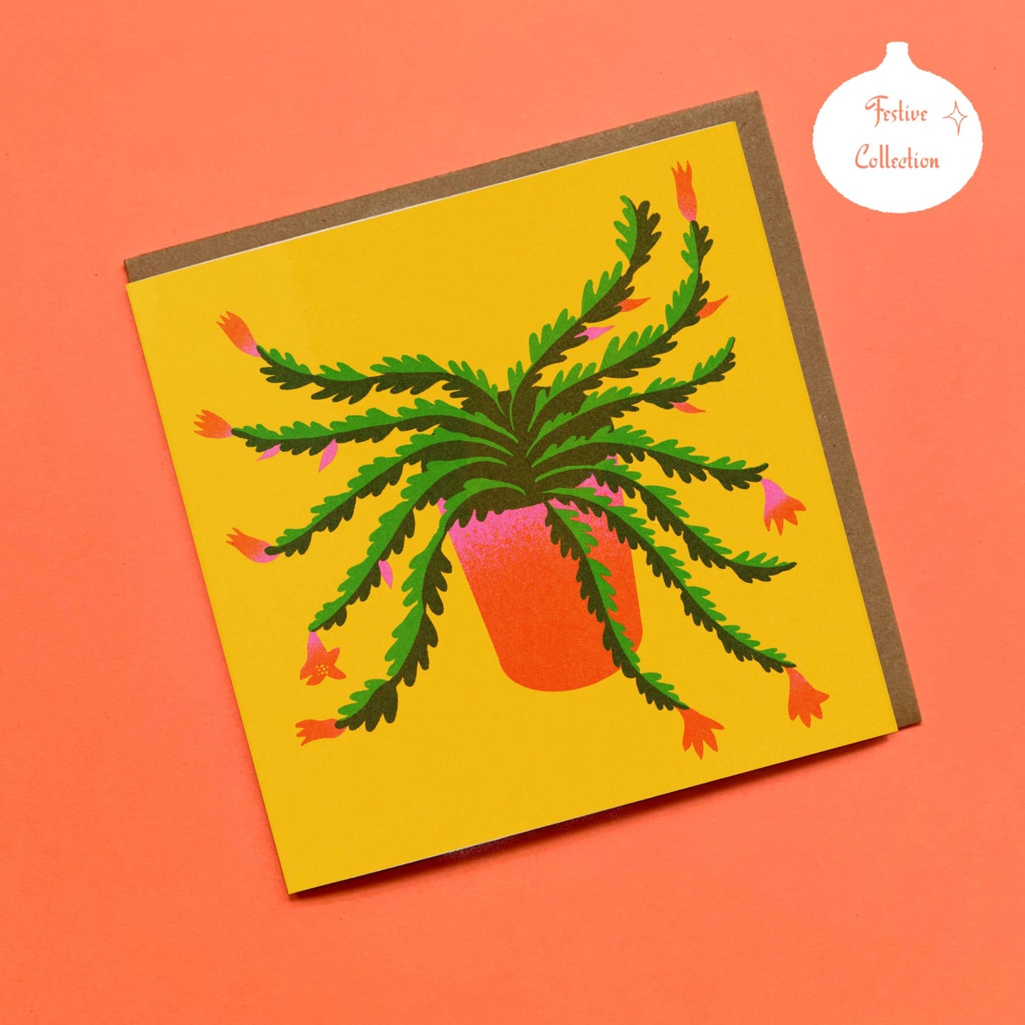 Square ‘Christmas Cactus’ Greetings Card