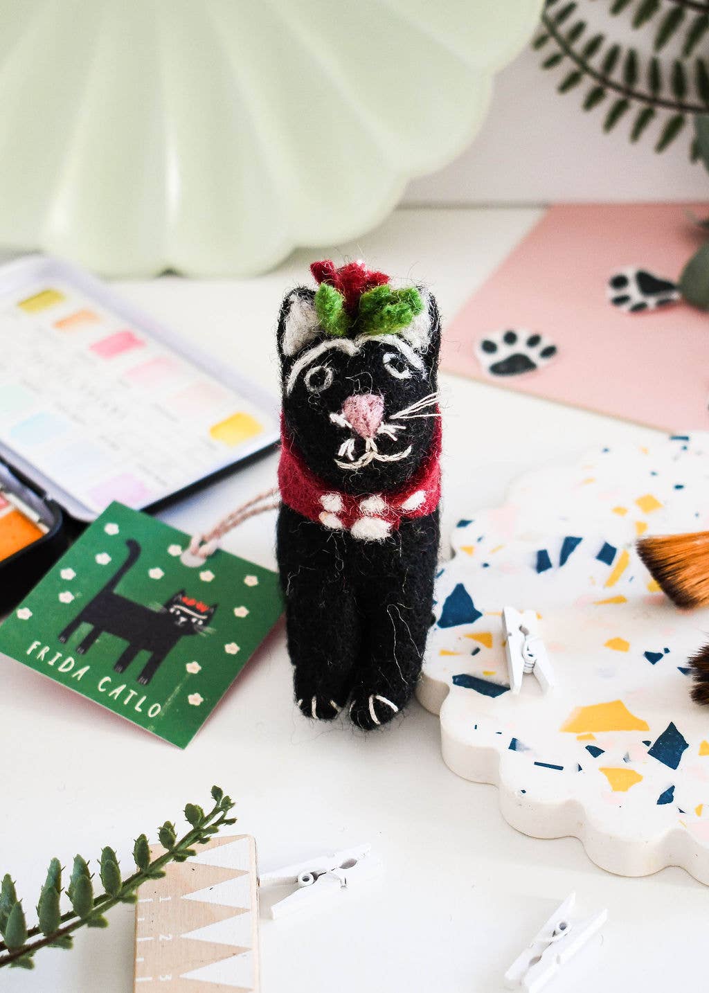 Frida Catli Art Cat Felt Decoration