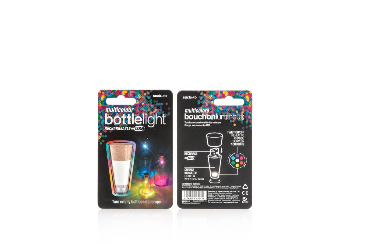 Multicolored Bottle Light USB - Rechargeable