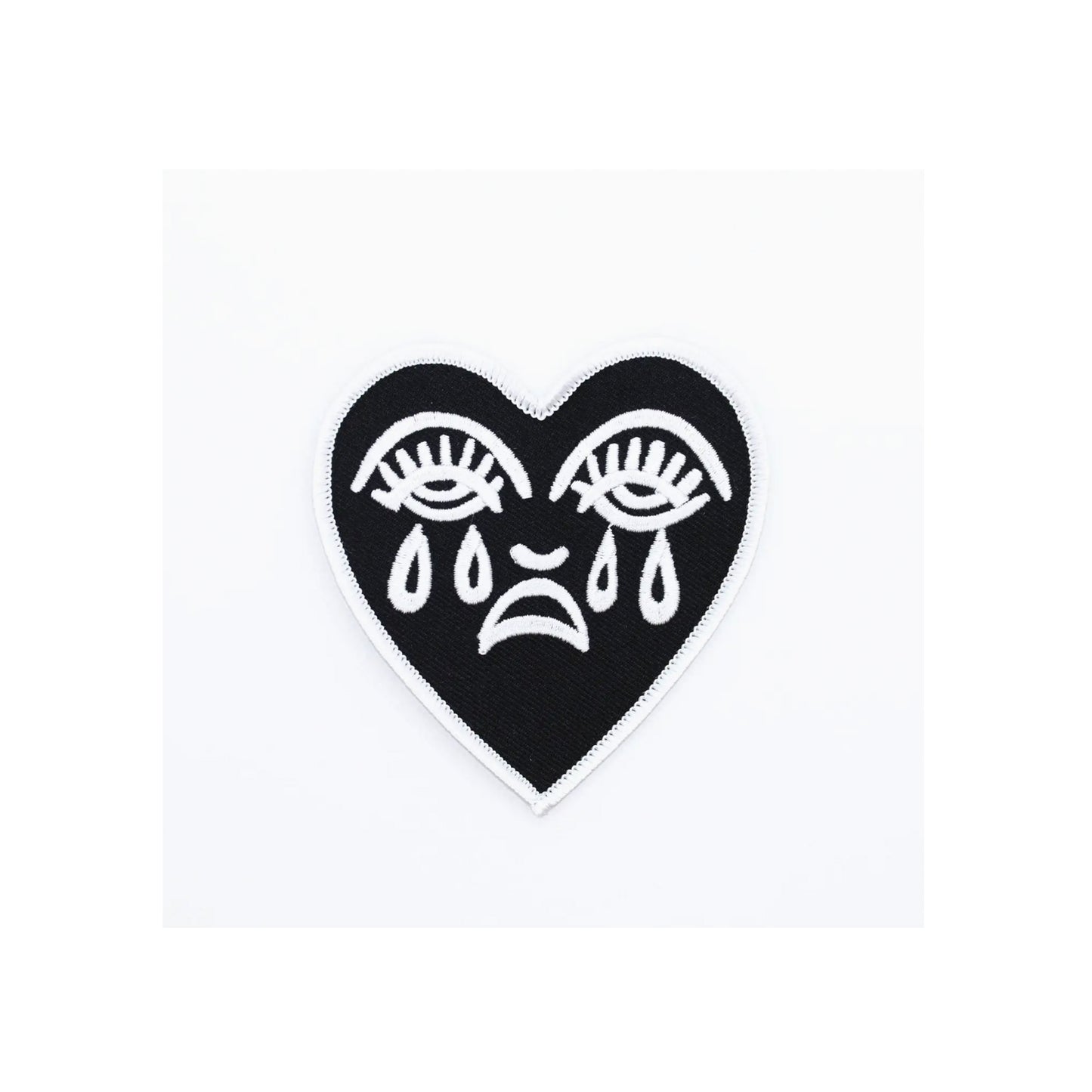 Crying Heart Embroidered Patch - Black