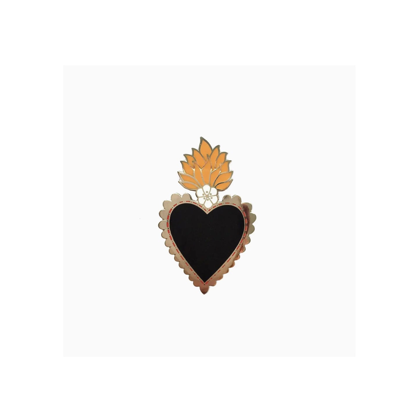 Mexican Heart Enamel Pin Badge - Black/Silver