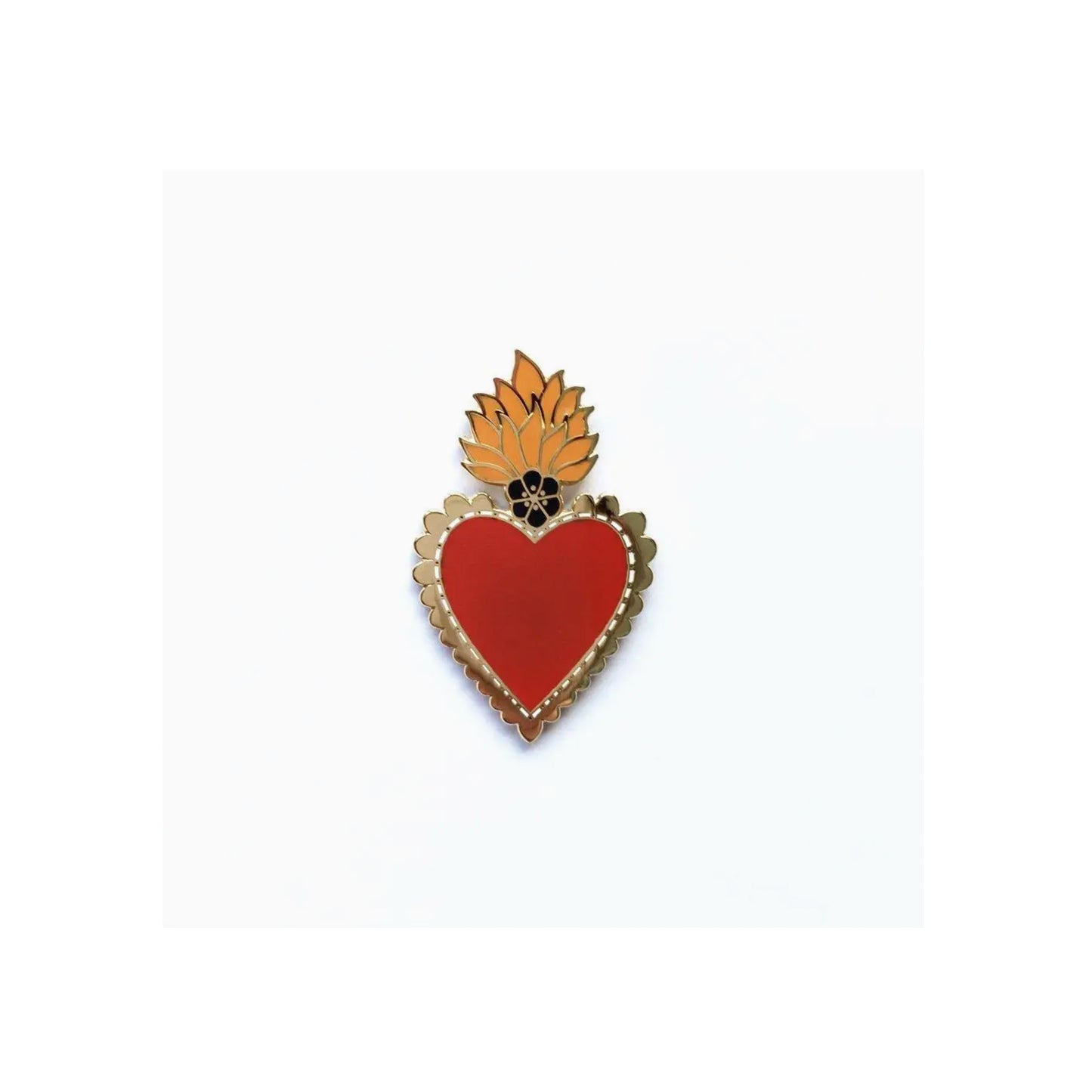 Mexican Heart Enamel Pin Badge - Red/Gold