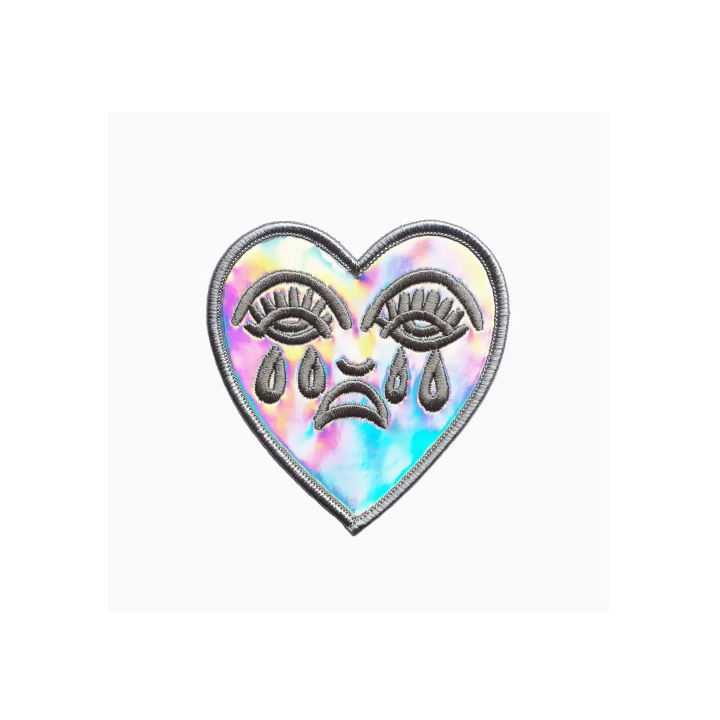 Crying Heart Patch - Holographic Silver