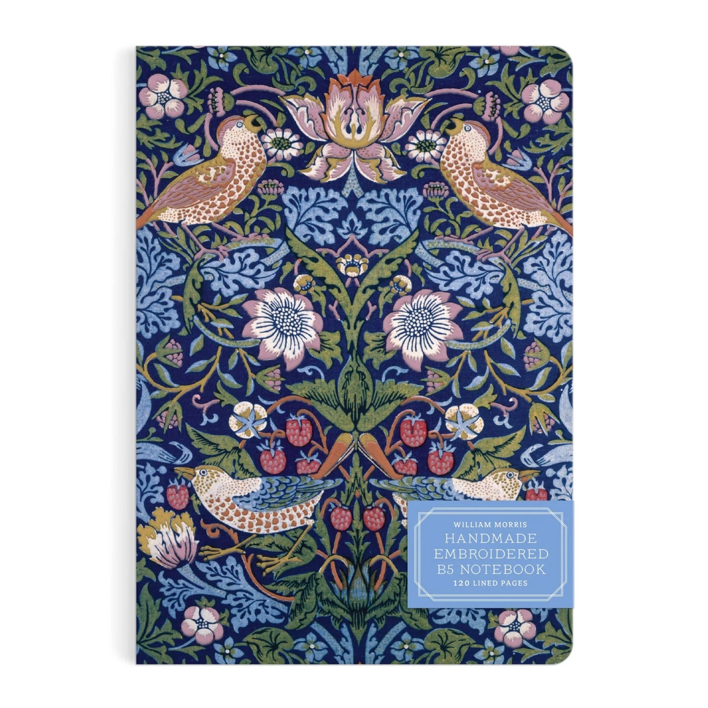 William Morris Strawberry Thief Handmade Embroidered B5 Journal