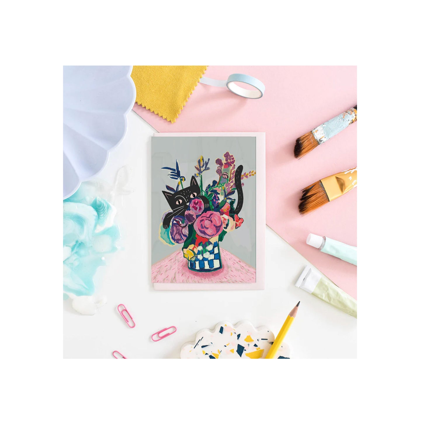 Catisse Flowers Cat Artist Card