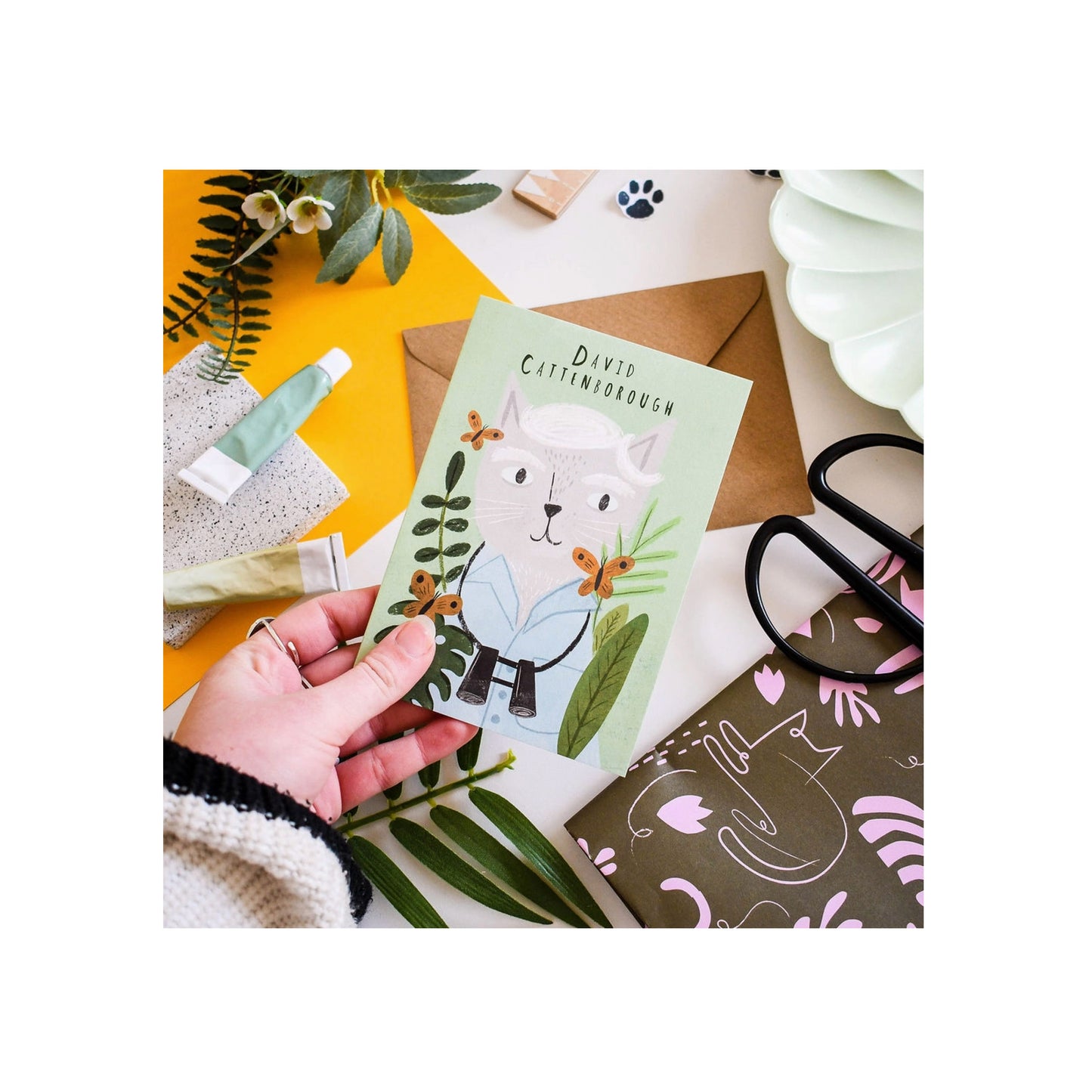 David Cattenborough Cat Card