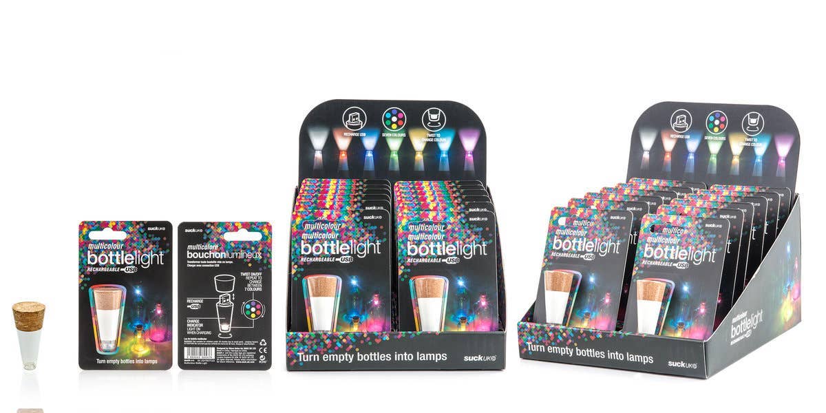 Multicolored Bottle Light USB - Rechargeable