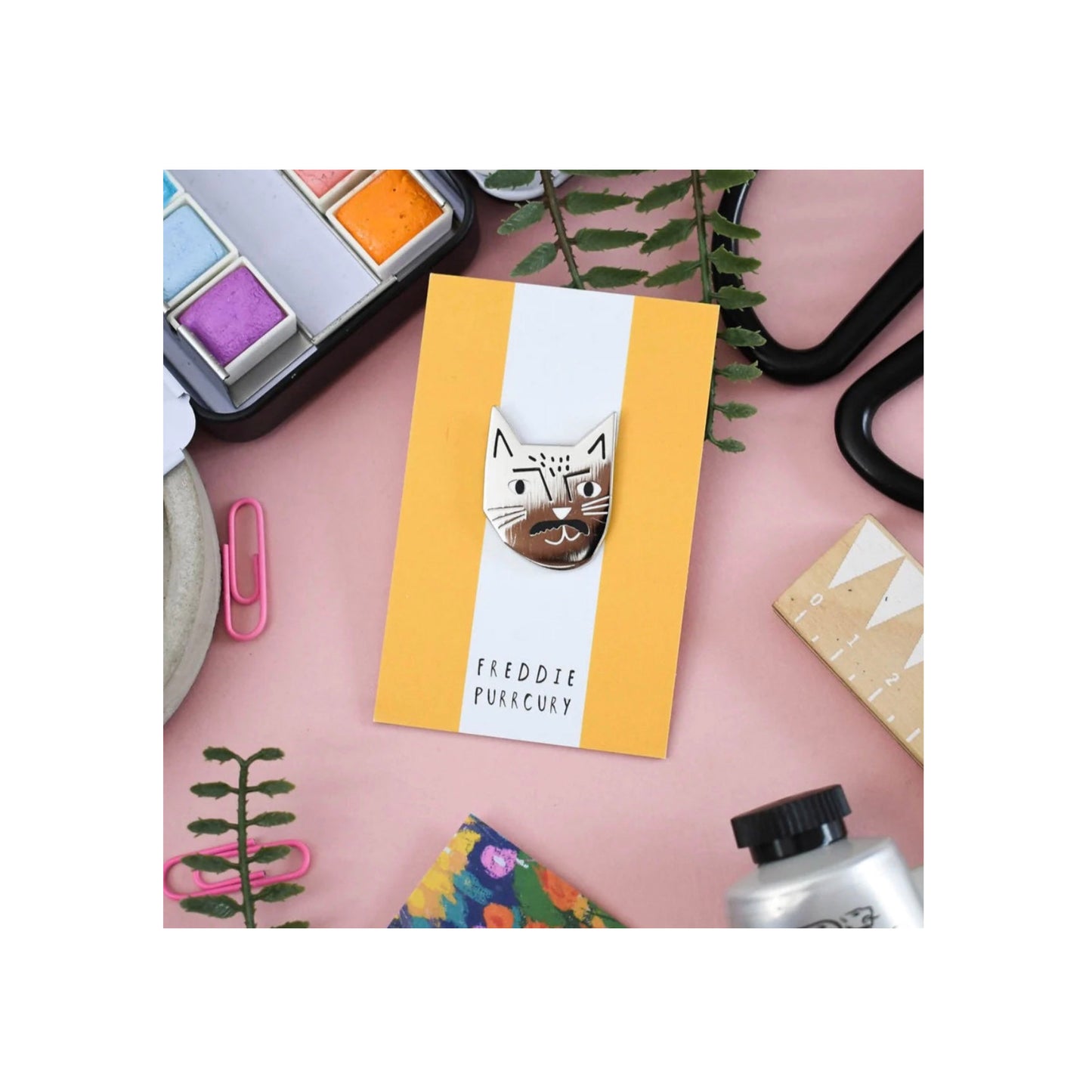 Freddie Purrcury Cat Musician Pin
