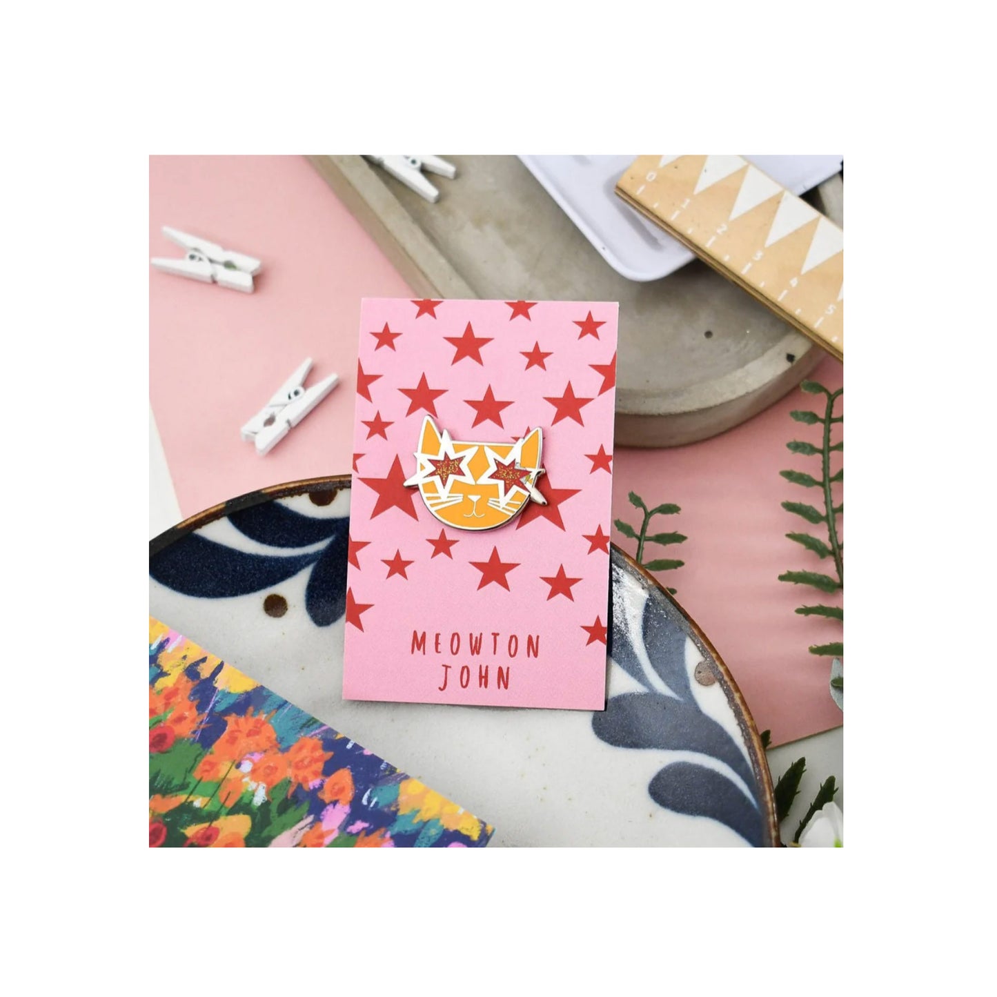 Meowton John Cat Musician Pin