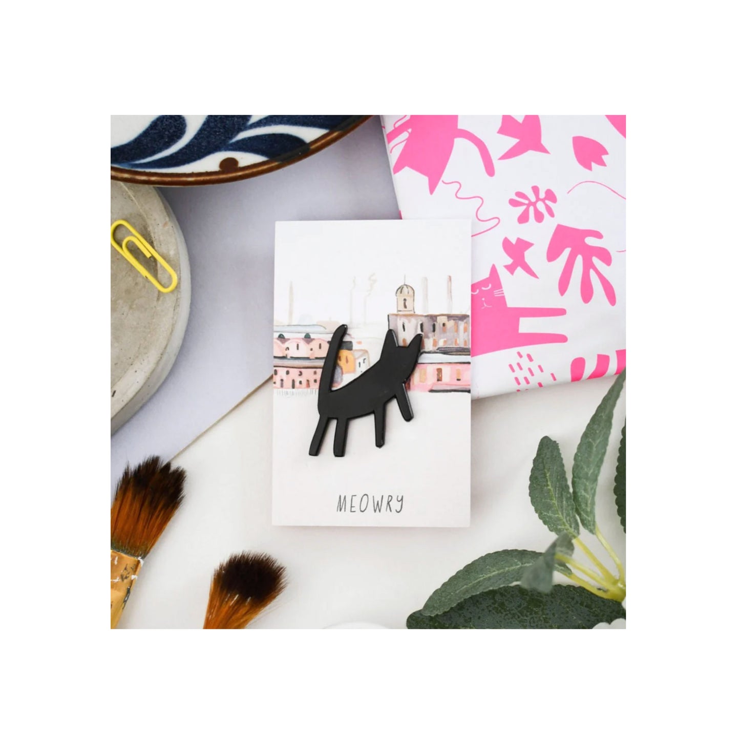 Meowry Matchstick Cat Artist Pin