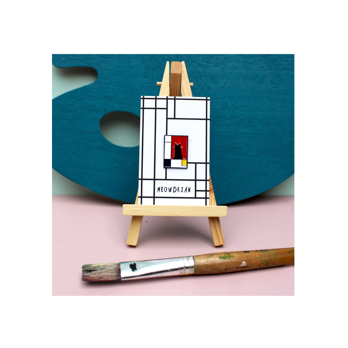 Meowdrian Cat Artist Pin