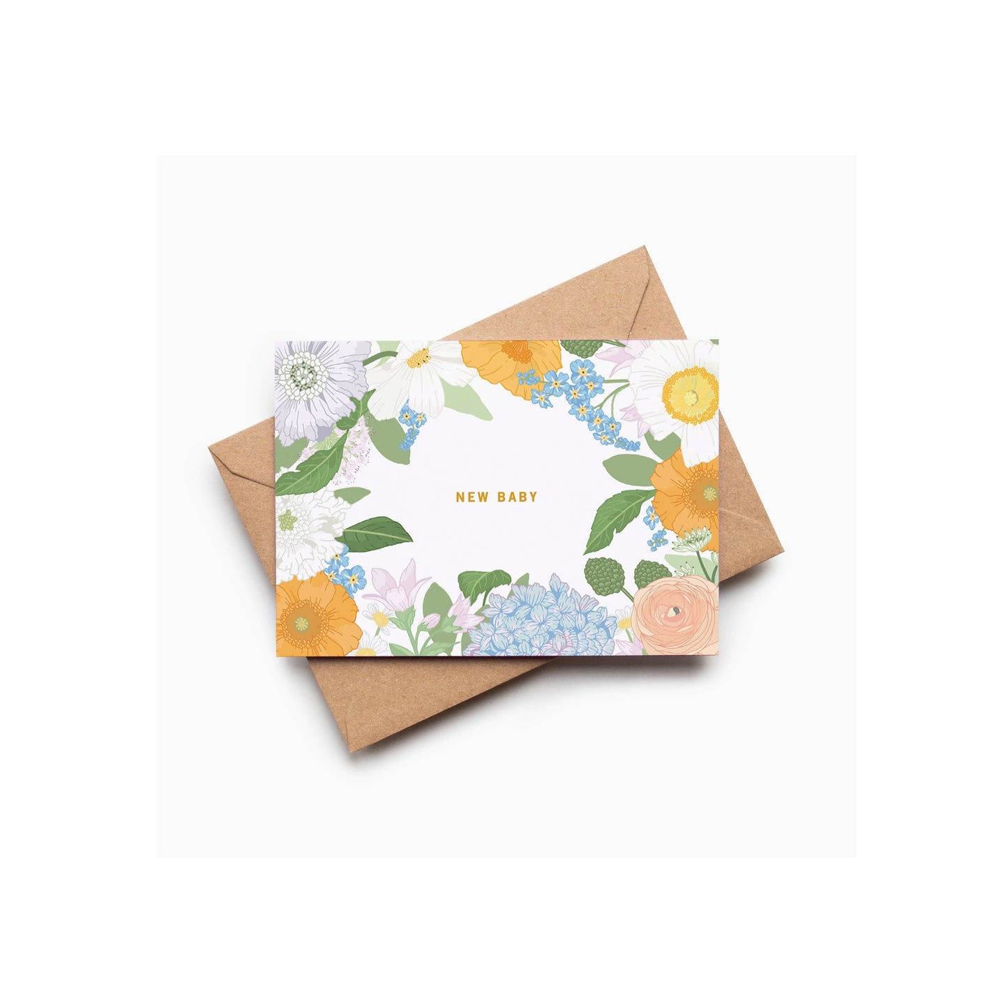 New Baby Pastel Floral Gender Neutral New Arrival Card