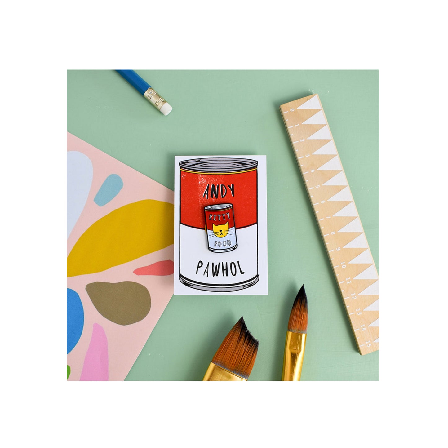 Andy Pawhol Cat Artist Pin