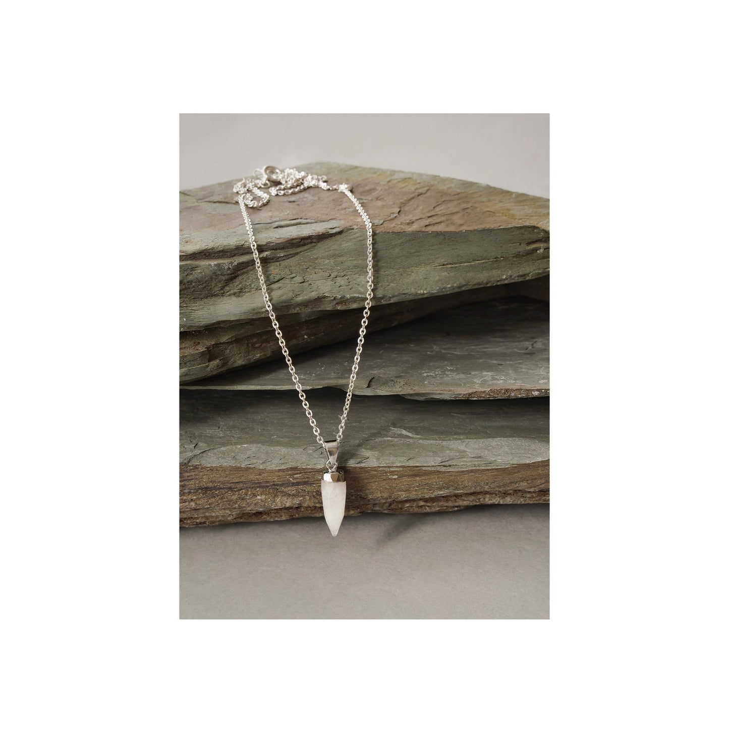 Chunky 925 Silver Clear Quartz Pendant Necklace
