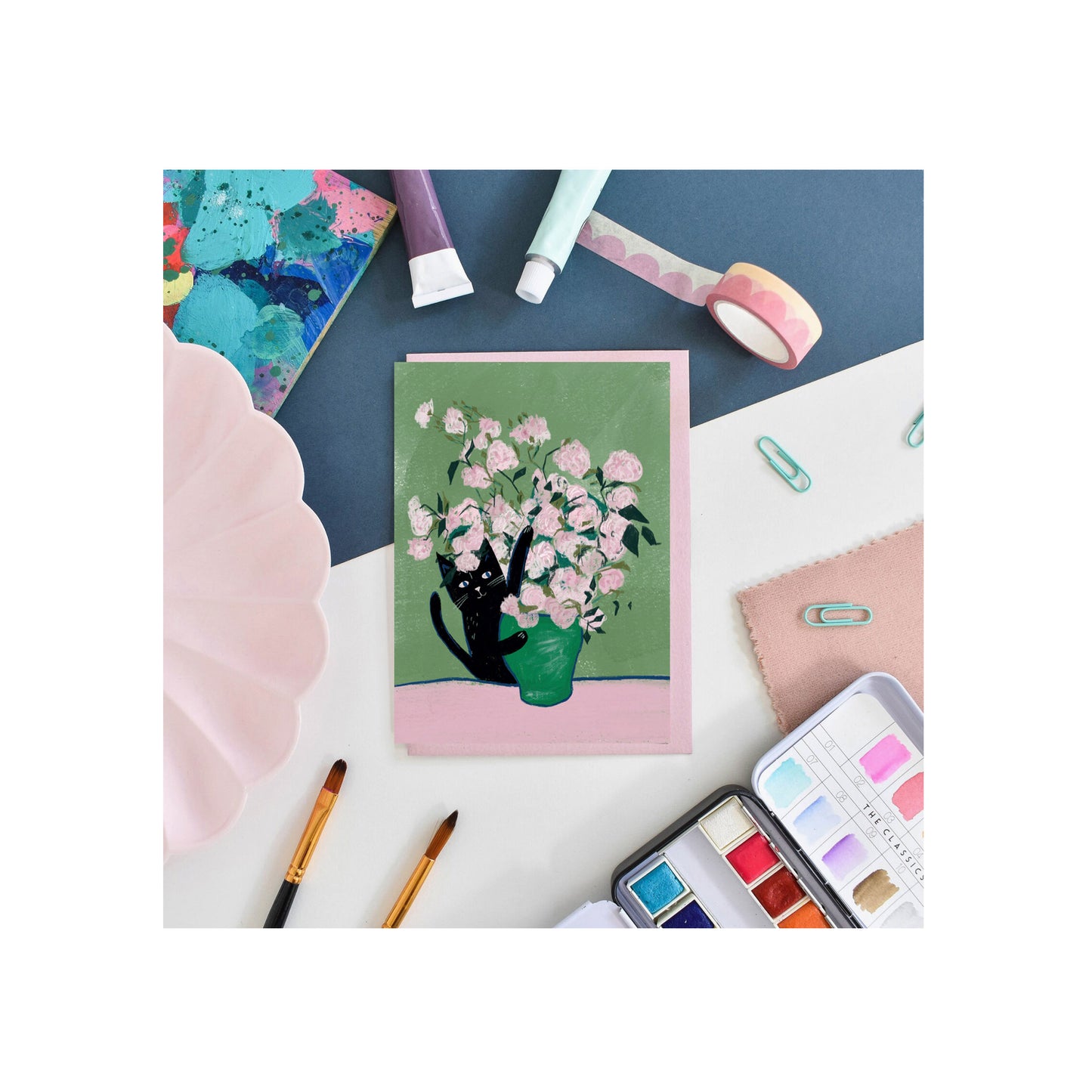 Vincat and Roses Cat Card