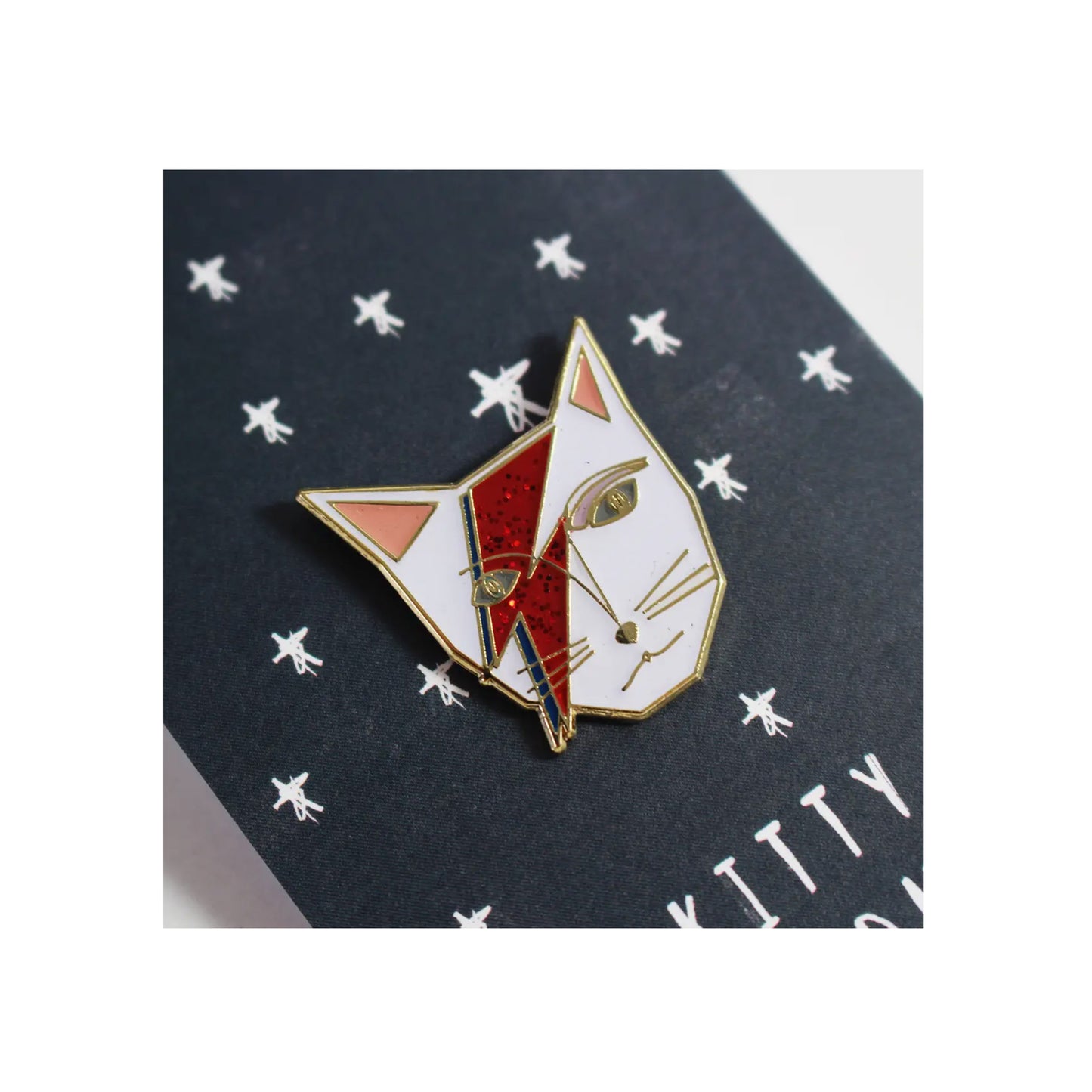 Kitty Stardust Cat Musician Pin