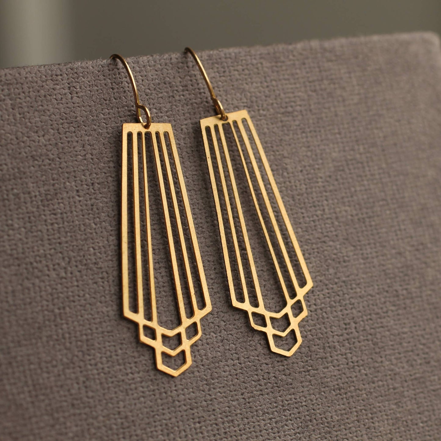 Gold Art Deco Cut Earrings