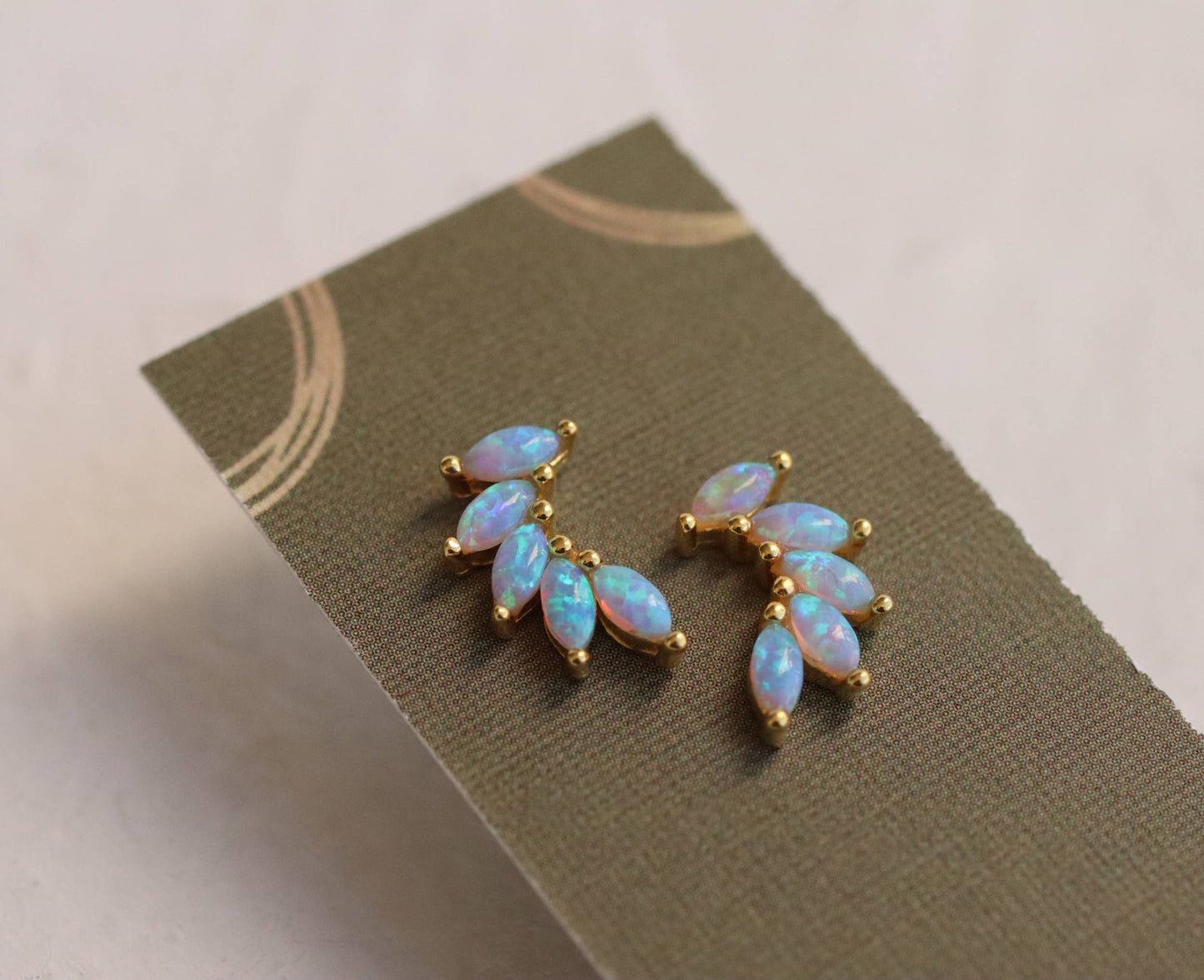 Gold Opal Wing Stud Earrings