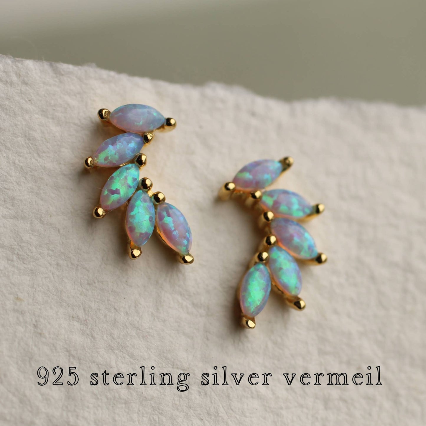 Gold Opal Wing Stud Earrings