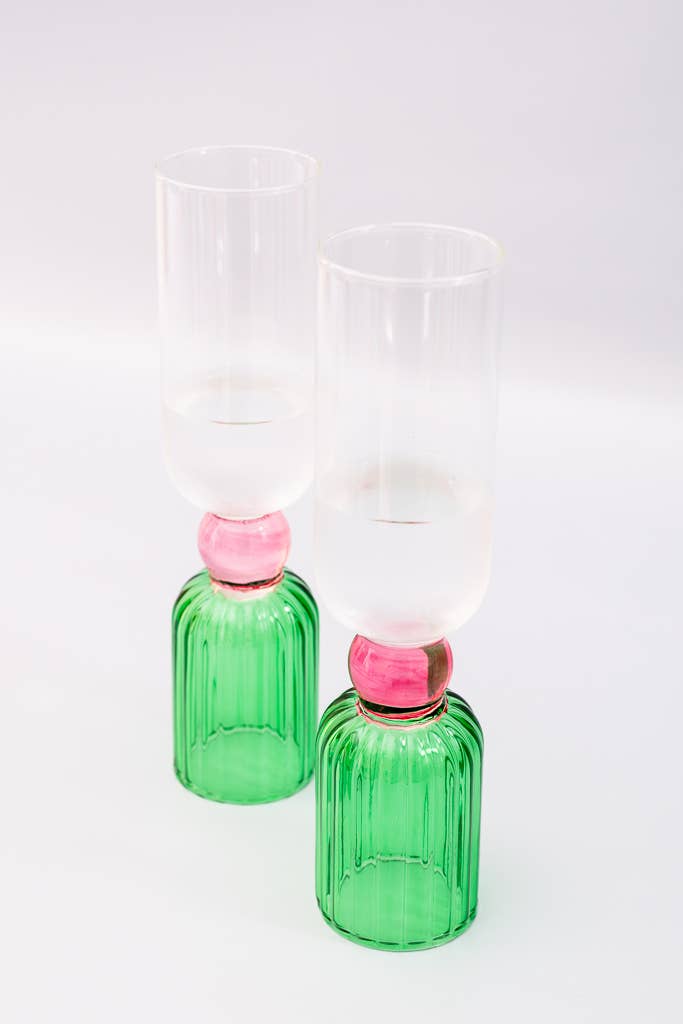 Tipsy Turvy Bar Glass Set, Green