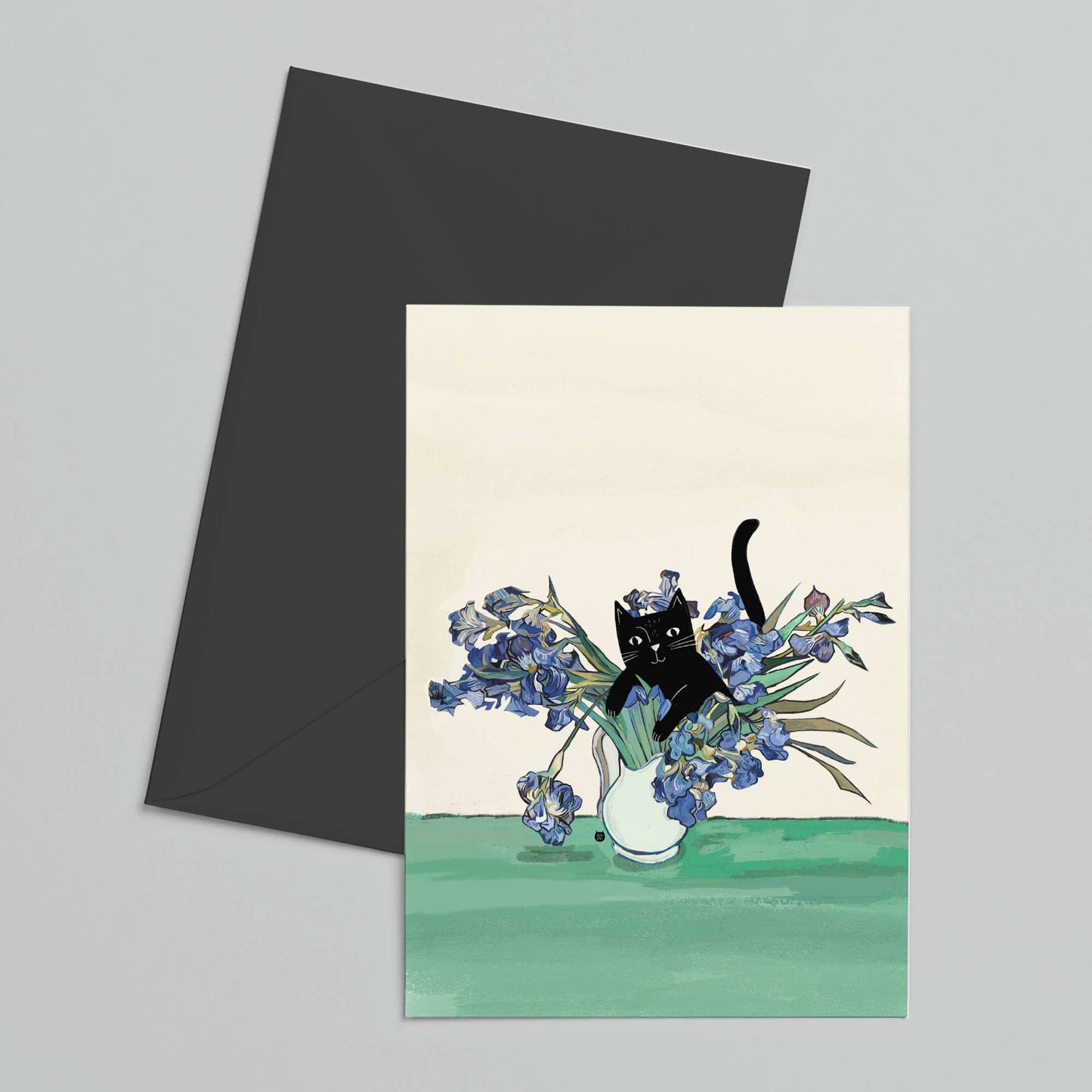 Vincats Vase of Irises Greeting Card