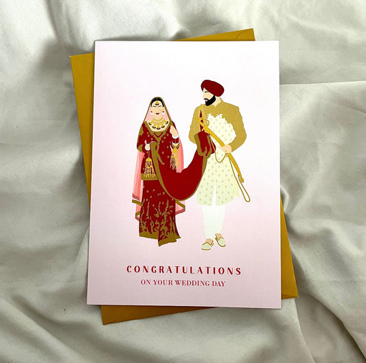 Punjabi Bride and Groom Wedding Card