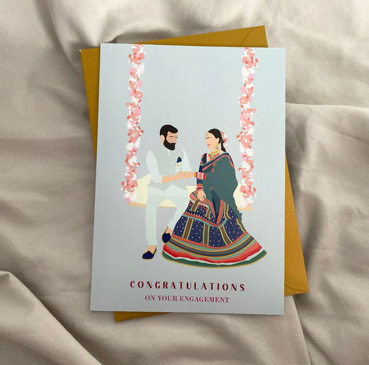 Indian Bride and Groom Engagement Card