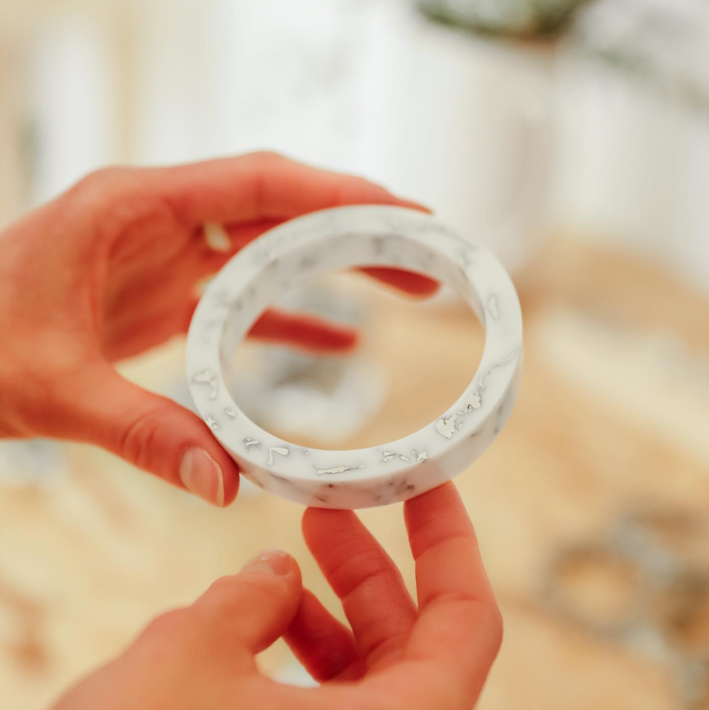 Chunky White Bangle Large