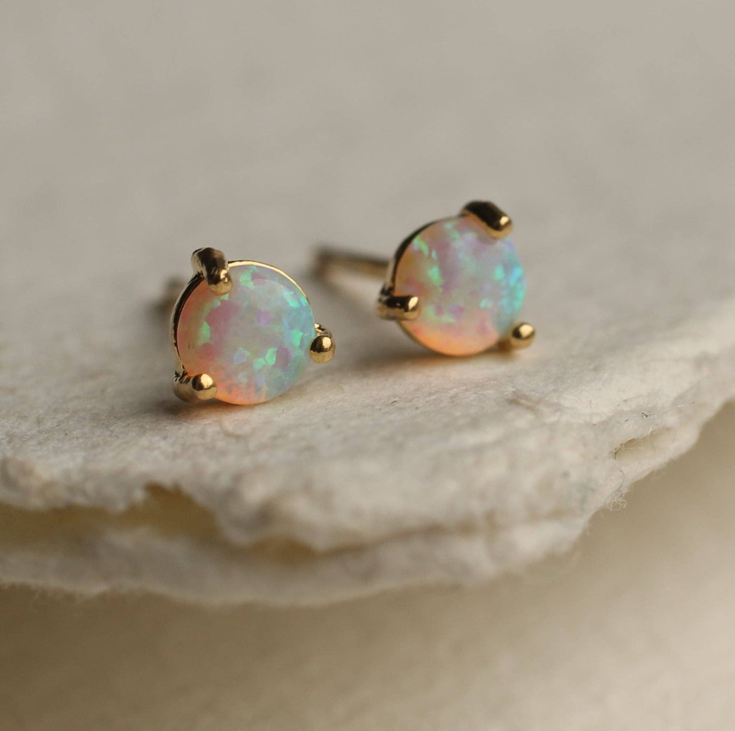 Tiny Opal Stud Earrings