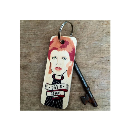 David Bowie Wooden Keyring