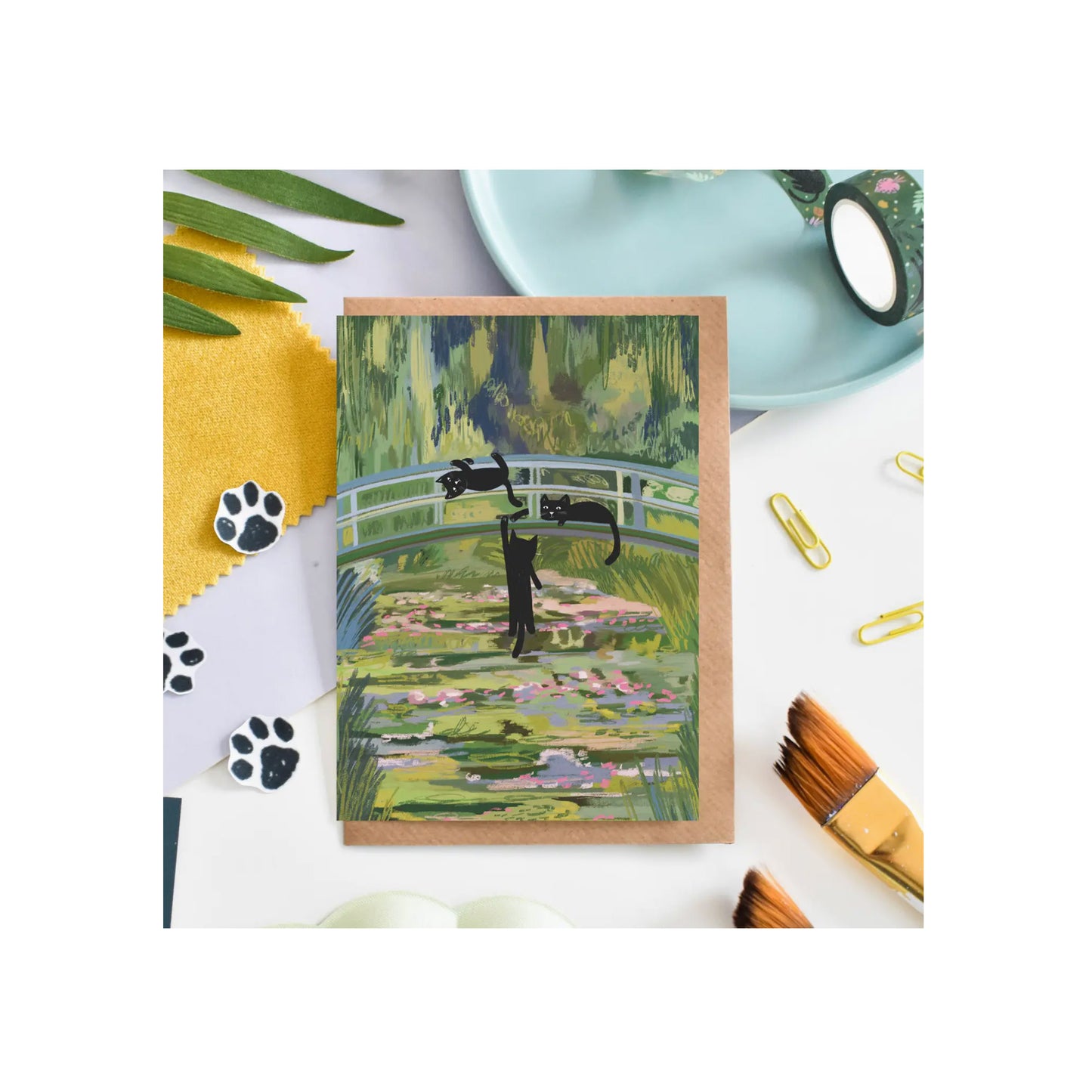 Clawed Monet Bridge of Cats Artist Card