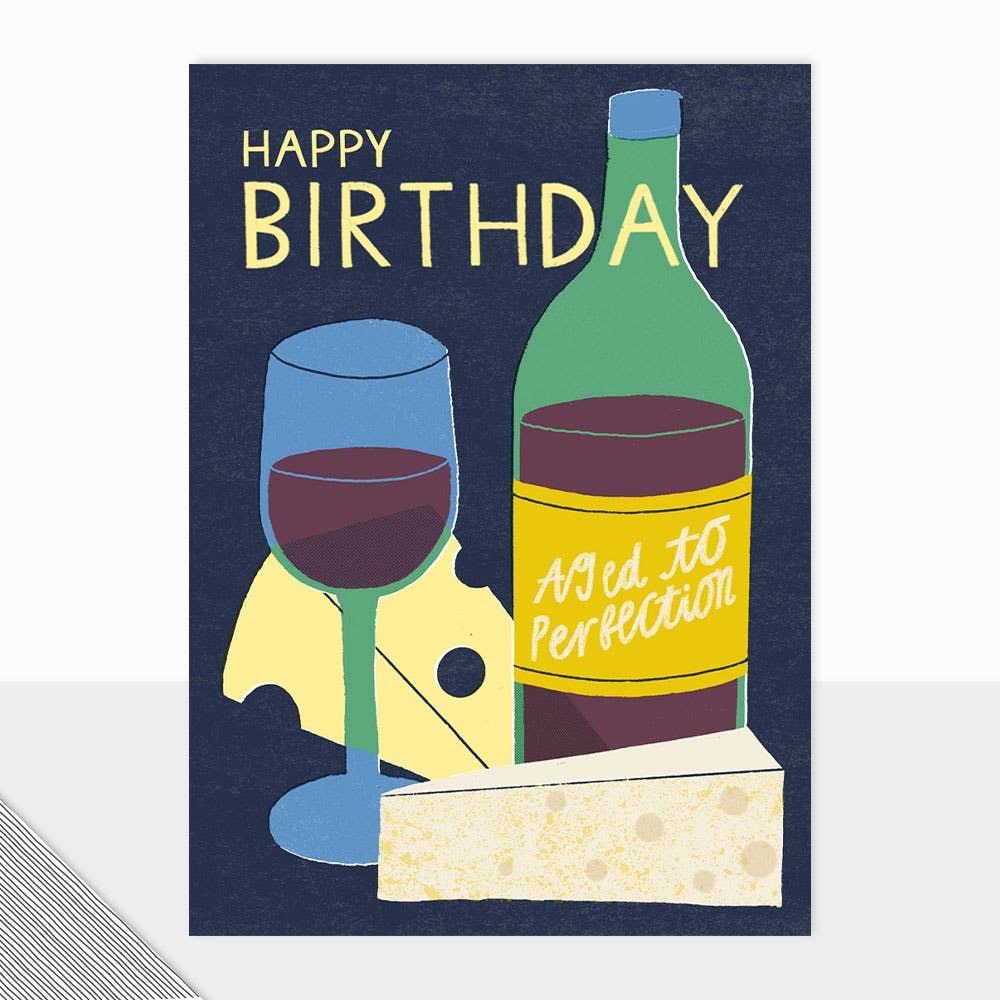 Honcho Collection - Happy Birthday Card - Cheese & wine