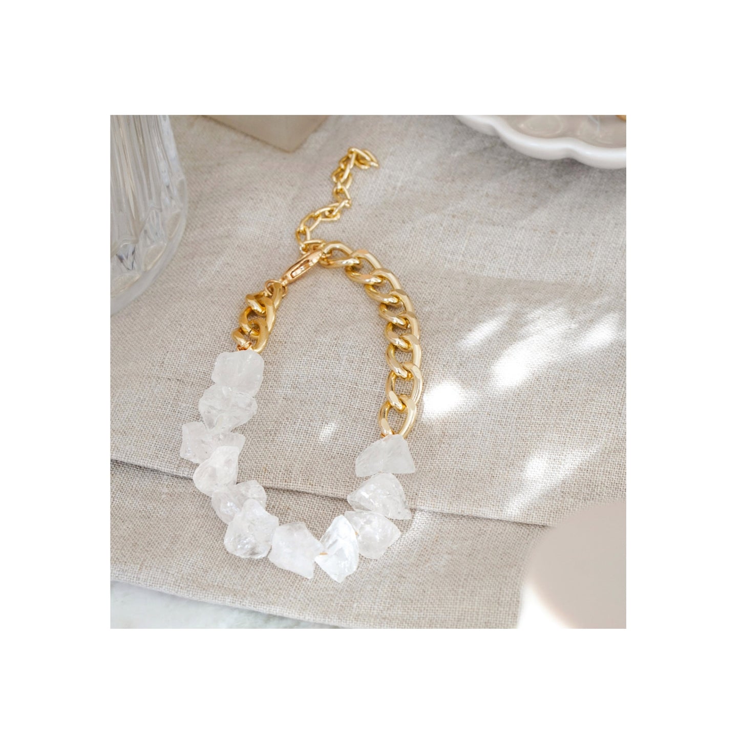 Chain & Quartz Statement Crystal Bracelet