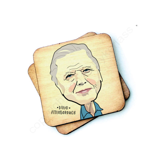 David Attenborough Celebrity Wooden Coaster