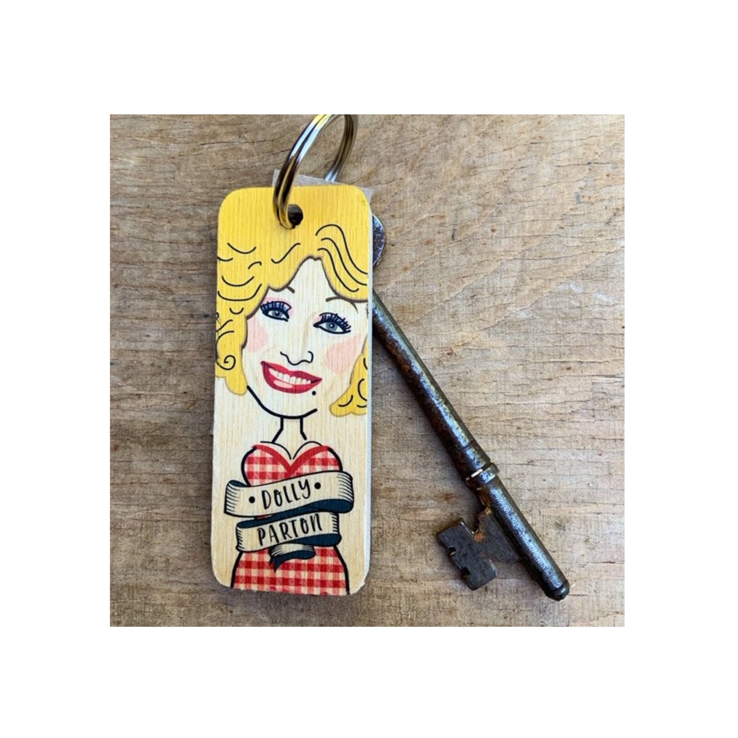 Dolly Parton Wooden Keyring