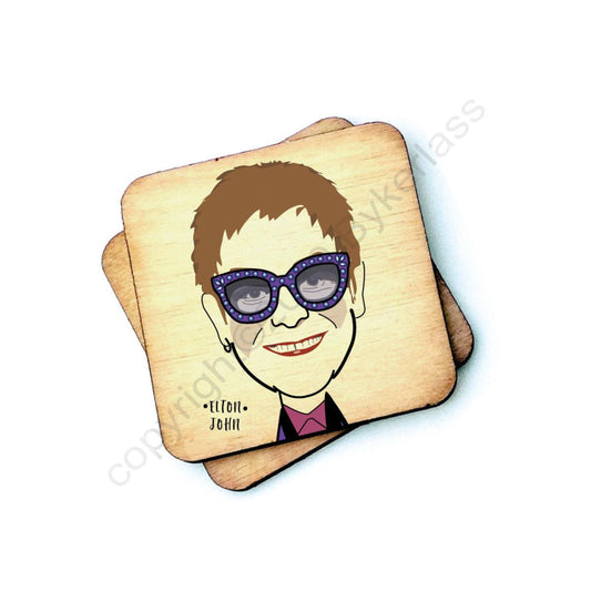 Elton John Celebrity Wooden Coaster