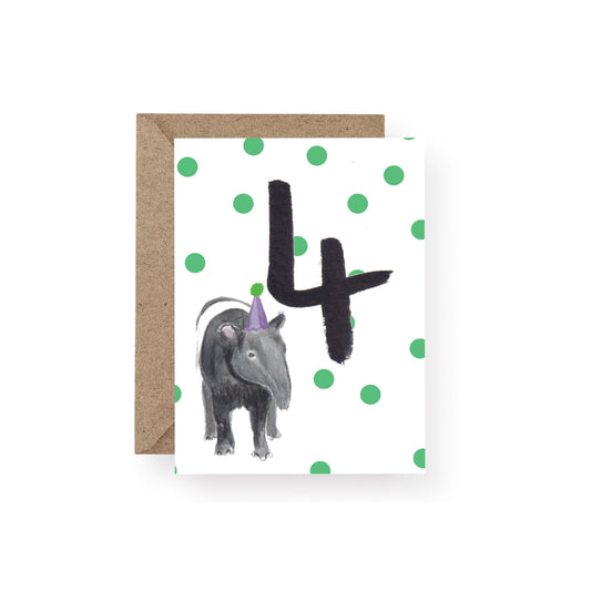 Number Four Tapir Card