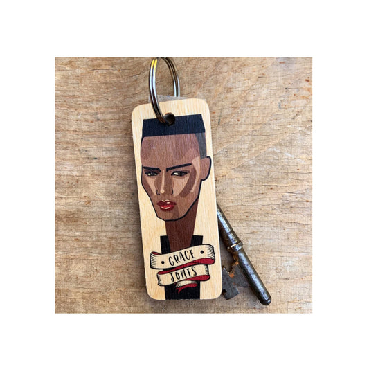 Grace Jones Wooden Keyring