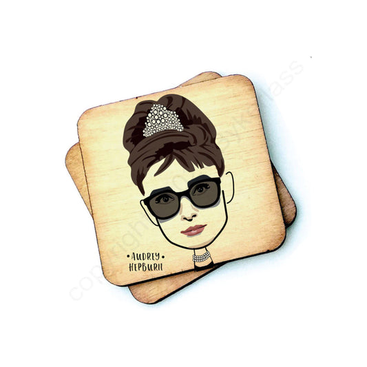 Audrey Hepburn Celebrity Wooden Coaster