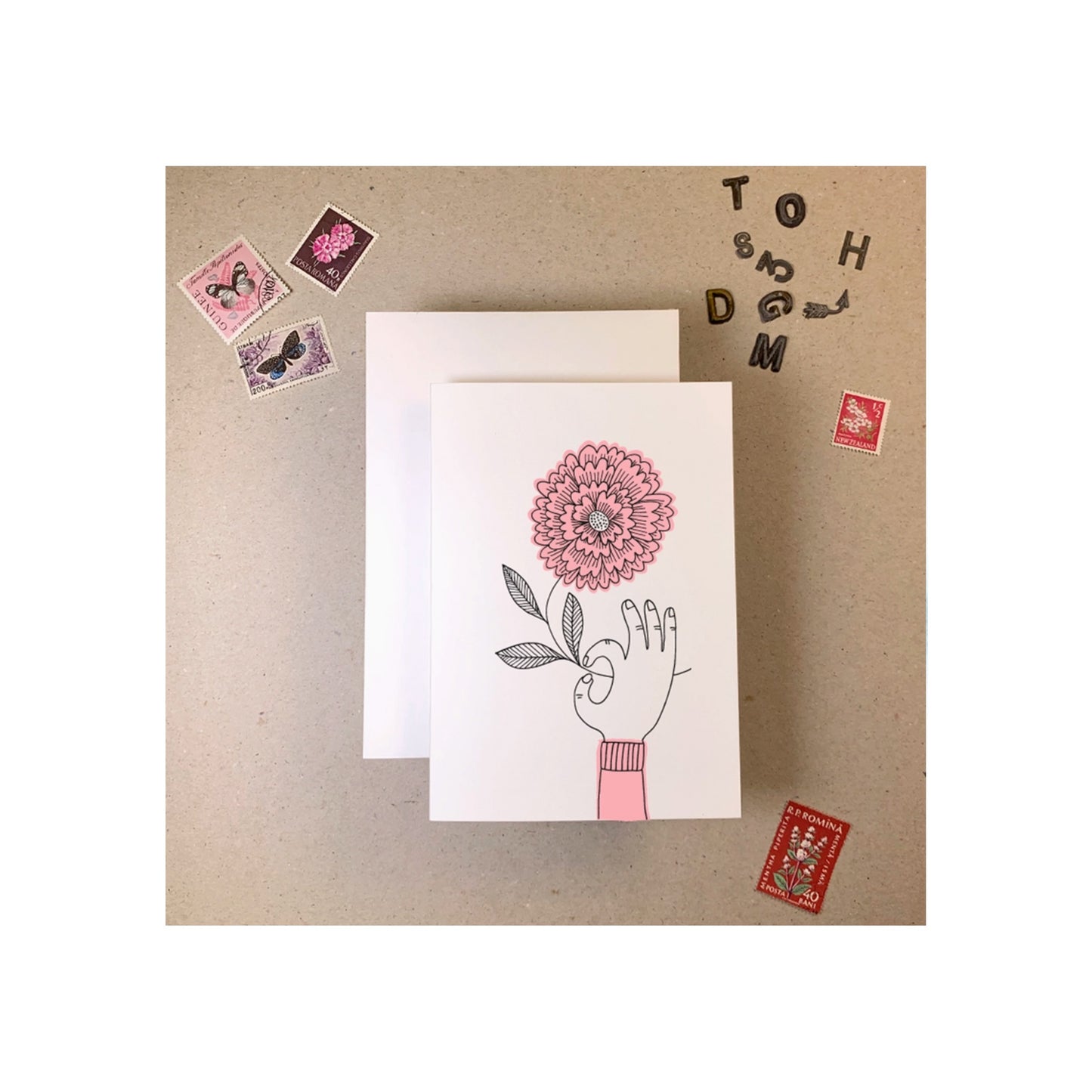 Hand with Flower Card