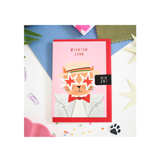 Meowton John Cat Musician Card