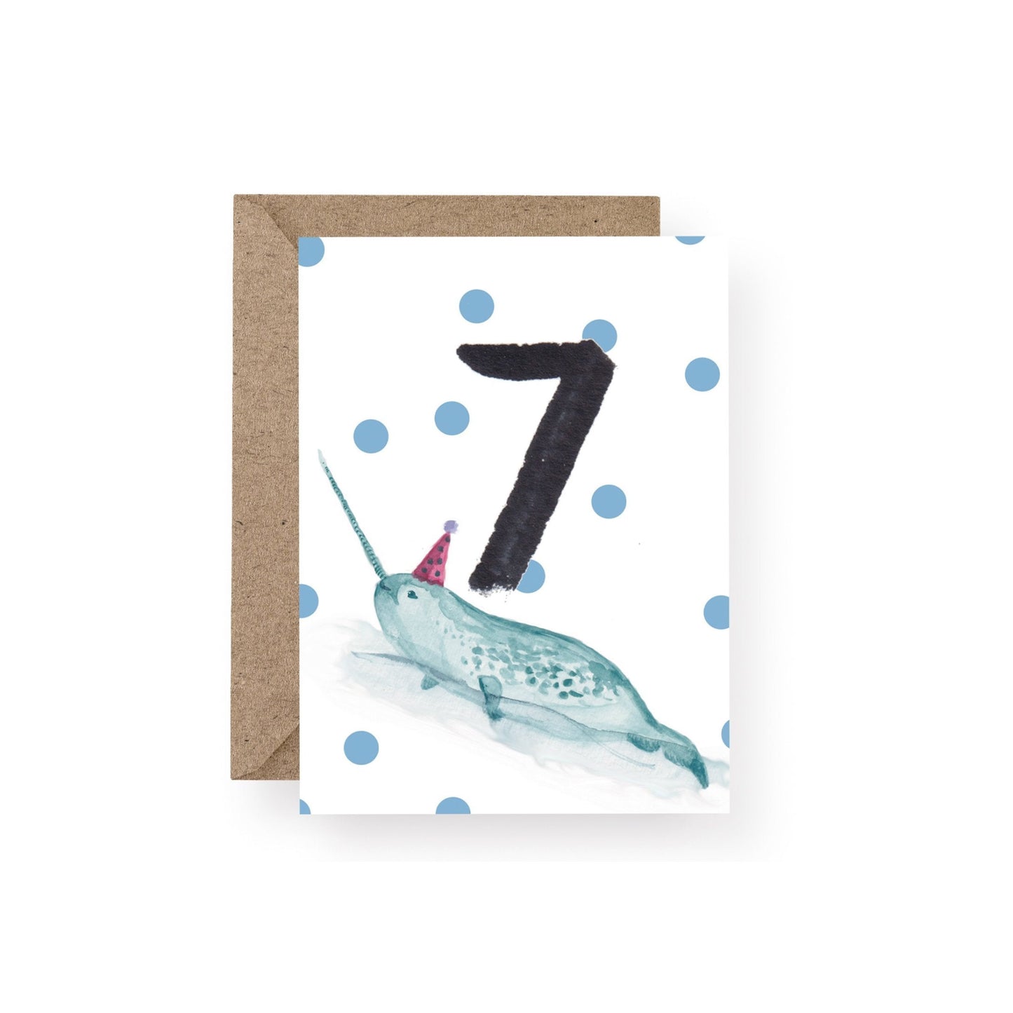 Number Seven Narwhal Card