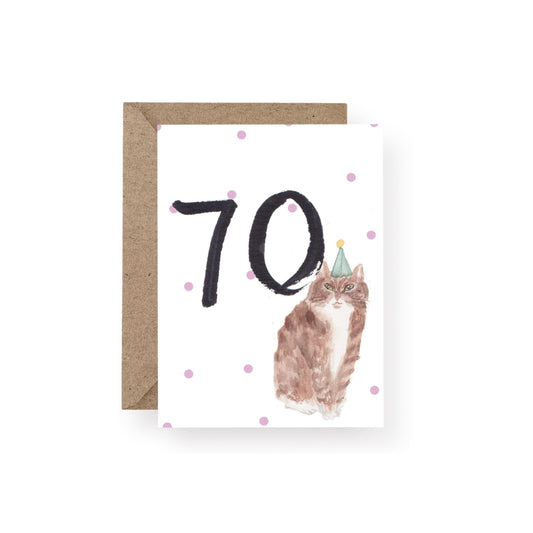 Number Seventy Cat Card