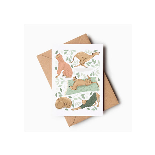 Tan Lurcher Sighthound Illustrated Dog Greeting Card