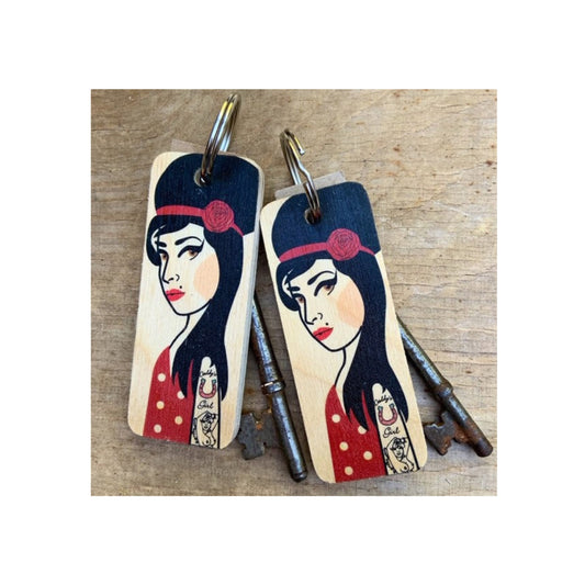 Amy Winehouse Wooden Keyring